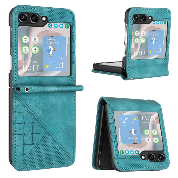 YX0080 Grid Butterfly Embossed Pattern Flip Leather Phone Case with Lanyard