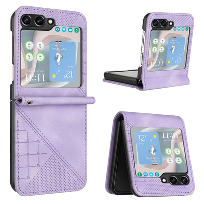 YX0080 Grid Butterfly Embossed Pattern Flip Leather Phone Case with Lanyard