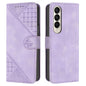 YX0080 Grid Butterfly Embossed Pattern Flip Leather Phone Case with Lanyard