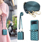 Wave-shaped Crossbody Lanyard Leather Phone Case, For Samsung Galaxy Z Flip7, For Samsung Galaxy Z Flip6, For Samsung Galaxy Z Flip5, For Samsung Galaxy Z Flip4, For Samsung Galaxy Z Flip3