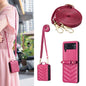 Wave-shaped Crossbody Lanyard Leather Phone Case, For Samsung Galaxy Z Flip7, For Samsung Galaxy Z Flip6, For Samsung Galaxy Z Flip5, For Samsung Galaxy Z Flip4, For Samsung Galaxy Z Flip3