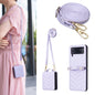 Wave-shaped Crossbody Lanyard Leather Phone Case, For Samsung Galaxy Z Flip7, For Samsung Galaxy Z Flip6, For Samsung Galaxy Z Flip5, For Samsung Galaxy Z Flip4, For Samsung Galaxy Z Flip3