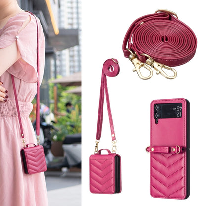 Wave-shaped Crossbody Lanyard Leather Phone Case, For Samsung Galaxy Z Flip7, For Samsung Galaxy Z Flip6, For Samsung Galaxy Z Flip5, For Samsung Galaxy Z Flip4, For Samsung Galaxy Z Flip3