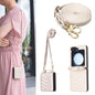 Wave-shaped Crossbody Lanyard Leather Phone Case, For Samsung Galaxy Z Flip7, For Samsung Galaxy Z Flip6, For Samsung Galaxy Z Flip5, For Samsung Galaxy Z Flip4, For Samsung Galaxy Z Flip3
