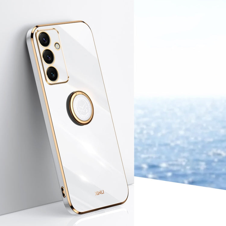 XINLI Straight Edge 6D Electroplate TPU Phone Case with Ring Holder, For Samsung Galaxy S25 Edge 5G, For Samsung Galaxy S25 5G, For Samsung Galaxy S25+ 5G, For Samsung Galaxy S25 Ultra 5G, For Samsung Galaxy S24 FE 5G