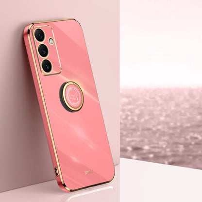 XINLI Straight Edge 6D Electroplate TPU Phone Case with Ring Holder, For Samsung Galaxy S25 Edge 5G, For Samsung Galaxy S25 5G, For Samsung Galaxy S25+ 5G, For Samsung Galaxy S25 Ultra 5G, For Samsung Galaxy S24 FE 5G