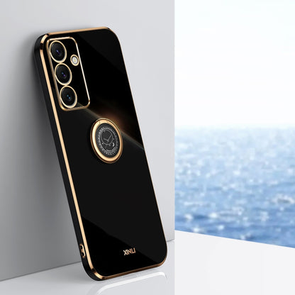 XINLI Straight Edge 6D Electroplate TPU Phone Case with Ring Holder, For Samsung Galaxy S25 Edge 5G, For Samsung Galaxy S25 5G, For Samsung Galaxy S25+ 5G, For Samsung Galaxy S25 Ultra 5G, For Samsung Galaxy S24 FE 5G