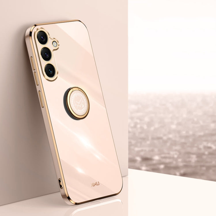 XINLI Straight Edge 6D Electroplate TPU Phone Case with Ring Holder, For Samsung Galaxy S25 Edge 5G, For Samsung Galaxy S25 5G, For Samsung Galaxy S25+ 5G, For Samsung Galaxy S25 Ultra 5G, For Samsung Galaxy S24 FE 5G