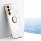 XINLI Straight Edge 6D Electroplate TPU Phone Case with Ring Holder, For Samsung Galaxy S25 Edge 5G, For Samsung Galaxy S25 5G, For Samsung Galaxy S25+ 5G, For Samsung Galaxy S25 Ultra 5G, For Samsung Galaxy S24 FE 5G