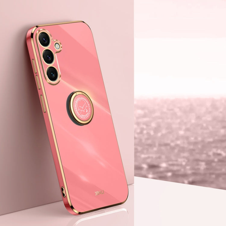 XINLI Straight Edge 6D Electroplate TPU Phone Case with Ring Holder, For Samsung Galaxy S25 Edge 5G, For Samsung Galaxy S25 5G, For Samsung Galaxy S25+ 5G, For Samsung Galaxy S25 Ultra 5G, For Samsung Galaxy S24 FE 5G