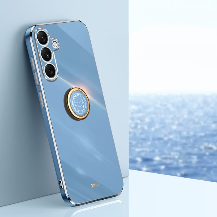 XINLI Straight Edge 6D Electroplate TPU Phone Case with Ring Holder, For Samsung Galaxy S25 Edge 5G, For Samsung Galaxy S25 5G, For Samsung Galaxy S25+ 5G, For Samsung Galaxy S25 Ultra 5G, For Samsung Galaxy S24 FE 5G
