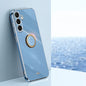 XINLI Straight Edge 6D Electroplate TPU Phone Case with Ring Holder, For Samsung Galaxy S25 Edge 5G, For Samsung Galaxy S25 5G, For Samsung Galaxy S25+ 5G, For Samsung Galaxy S25 Ultra 5G, For Samsung Galaxy S24 FE 5G