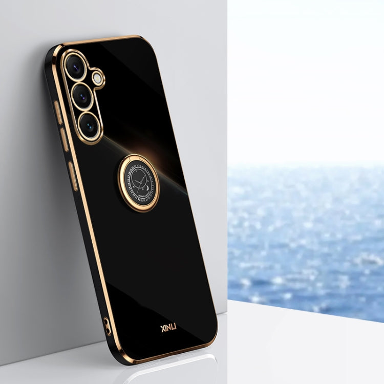 XINLI Straight Edge 6D Electroplate TPU Phone Case with Ring Holder, For Samsung Galaxy S25 Edge 5G, For Samsung Galaxy S25 5G, For Samsung Galaxy S25+ 5G, For Samsung Galaxy S25 Ultra 5G, For Samsung Galaxy S24 FE 5G