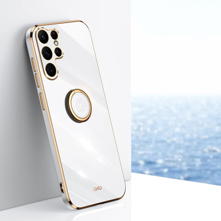 XINLI Straight Edge 6D Electroplate TPU Phone Case with Ring Holder, For Samsung Galaxy S25 Edge 5G, For Samsung Galaxy S25 5G, For Samsung Galaxy S25+ 5G, For Samsung Galaxy S25 Ultra 5G, For Samsung Galaxy S24 FE 5G