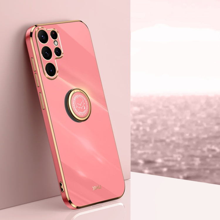 XINLI Straight Edge 6D Electroplate TPU Phone Case with Ring Holder, For Samsung Galaxy S25 Edge 5G, For Samsung Galaxy S25 5G, For Samsung Galaxy S25+ 5G, For Samsung Galaxy S25 Ultra 5G, For Samsung Galaxy S24 FE 5G