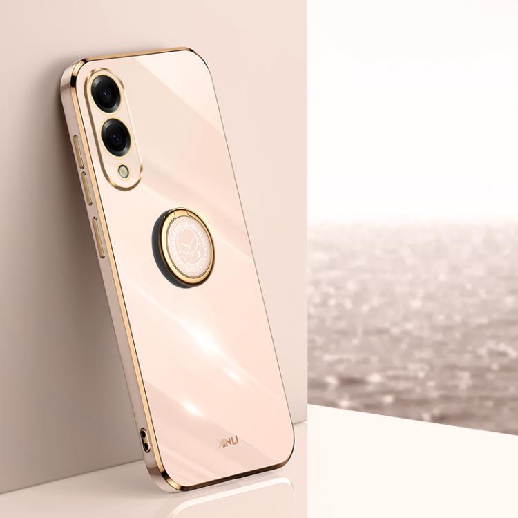 XINLI Straight Edge 6D Electroplate TPU Phone Case with Ring Holder, For Samsung Galaxy S25 Edge 5G, For Samsung Galaxy S25 5G, For Samsung Galaxy S25+ 5G, For Samsung Galaxy S25 Ultra 5G, For Samsung Galaxy S24 FE 5G