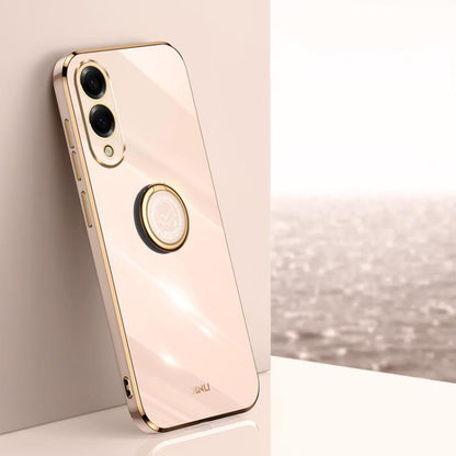 XINLI Straight Edge 6D Electroplate TPU Phone Case with Ring Holder, For Samsung Galaxy S25 Edge 5G, For Samsung Galaxy S25 5G, For Samsung Galaxy S25+ 5G, For Samsung Galaxy S25 Ultra 5G, For Samsung Galaxy S24 FE 5G