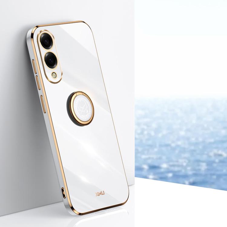 XINLI Straight Edge 6D Electroplate TPU Phone Case with Ring Holder, For Samsung Galaxy S25 Edge 5G, For Samsung Galaxy S25 5G, For Samsung Galaxy S25+ 5G, For Samsung Galaxy S25 Ultra 5G, For Samsung Galaxy S24 FE 5G