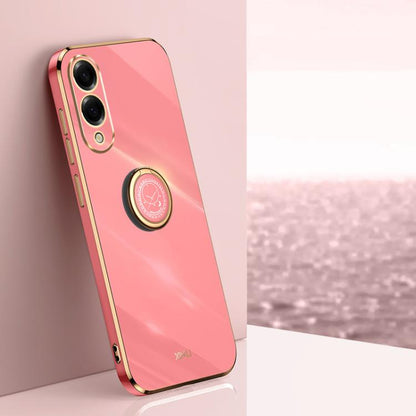 XINLI Straight Edge 6D Electroplate TPU Phone Case with Ring Holder, For Samsung Galaxy S25 Edge 5G, For Samsung Galaxy S25 5G, For Samsung Galaxy S25+ 5G, For Samsung Galaxy S25 Ultra 5G, For Samsung Galaxy S24 FE 5G