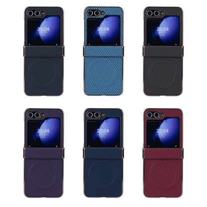 Three Parts Plating Frame MagSafe Carbon Fiber Fold Phone Case, For Samsung Galaxy Z Flip6 / Flip7 FE