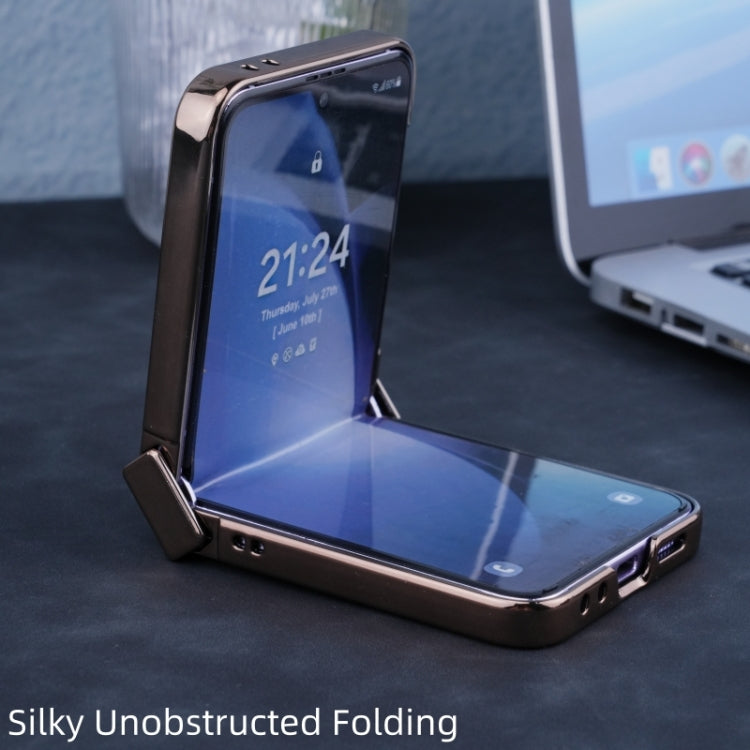 Three Parts Plating Frame MagSafe Carbon Fiber Fold Phone Case, For Samsung Galaxy Z Flip6 / Flip7 FE