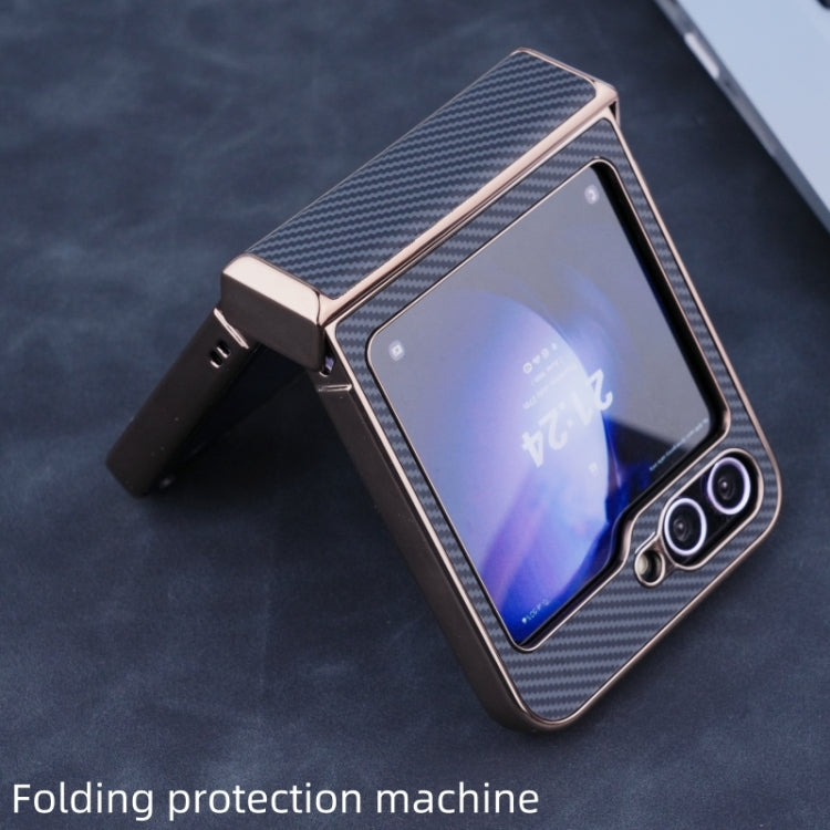 Three Parts Plating Frame MagSafe Carbon Fiber Fold Phone Case, For Samsung Galaxy Z Flip6 / Flip7 FE