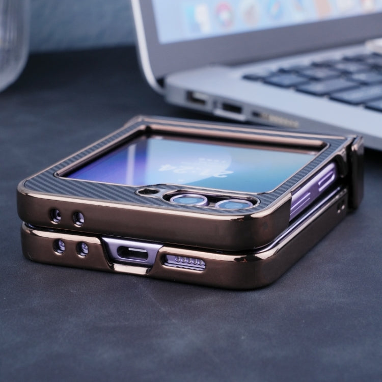 Three Parts Plating Frame MagSafe Carbon Fiber Fold Phone Case, For Samsung Galaxy Z Flip6 / Flip7 FE