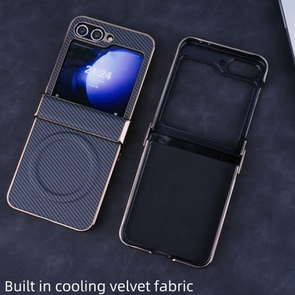 Three Parts Plating Frame MagSafe Carbon Fiber Fold Phone Case, For Samsung Galaxy Z Flip6 / Flip7 FE