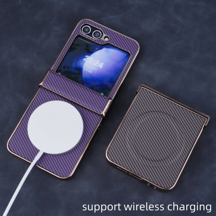 Three Parts Plating Frame MagSafe Carbon Fiber Fold Phone Case, For Samsung Galaxy Z Flip6 / Flip7 FE
