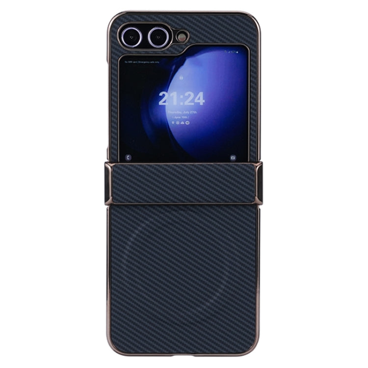 Three Parts Plating Frame MagSafe Carbon Fiber Fold Phone Case, For Samsung Galaxy Z Flip6 / Flip7 FE