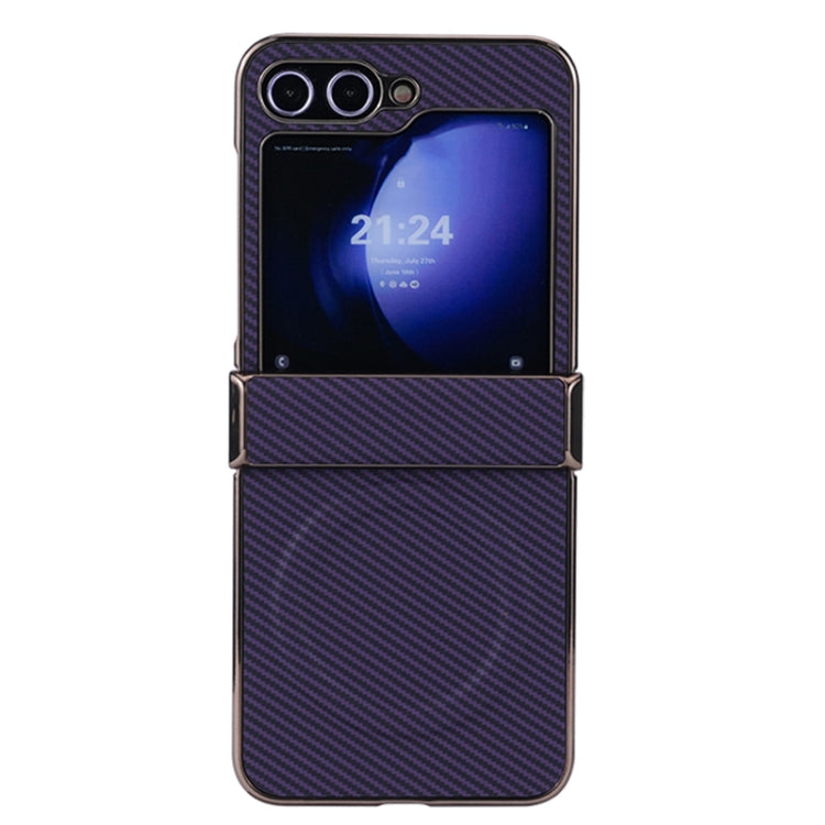 Three Parts Plating Frame MagSafe Carbon Fiber Fold Phone Case, For Samsung Galaxy Z Flip6 / Flip7 FE
