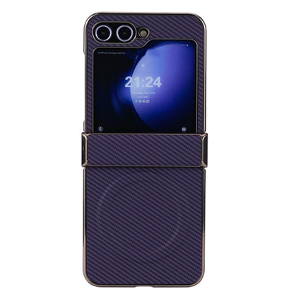 Three Parts Plating Frame MagSafe Carbon Fiber Fold Phone Case, For Samsung Galaxy Z Flip6 / Flip7 FE