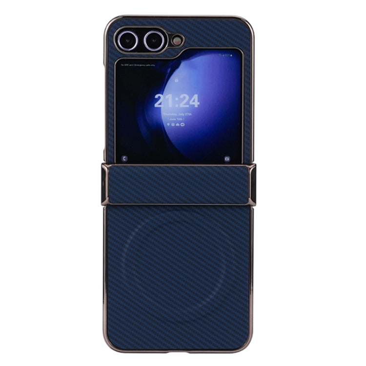 Three Parts Plating Frame MagSafe Carbon Fiber Fold Phone Case, For Samsung Galaxy Z Flip6 / Flip7 FE