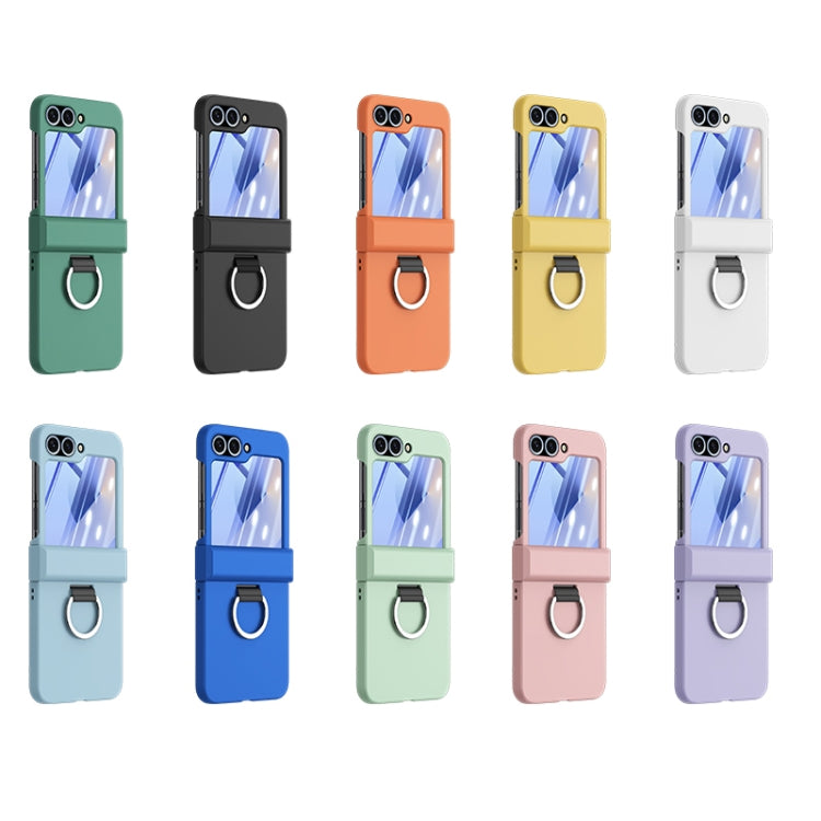 Ultra-thin Skin Feel Ring Phone Case with Hinge, For Samsung Galaxy Z Flip6 / Flip7 FE, For Samsung Galaxy Z Flip5 5G, For Samsung Galaxy Z Flip4 5G