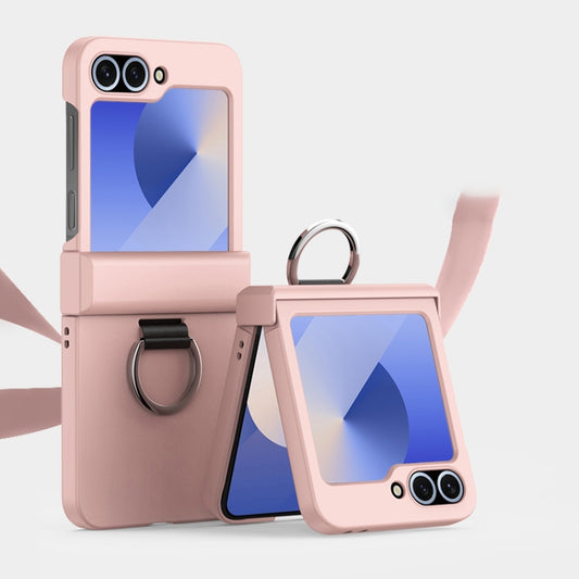 Ultra-thin Skin Feel Ring Phone Case with Hinge, For Samsung Galaxy Z Flip6 / Flip7 FE, For Samsung Galaxy Z Flip5 5G, For Samsung Galaxy Z Flip4 5G