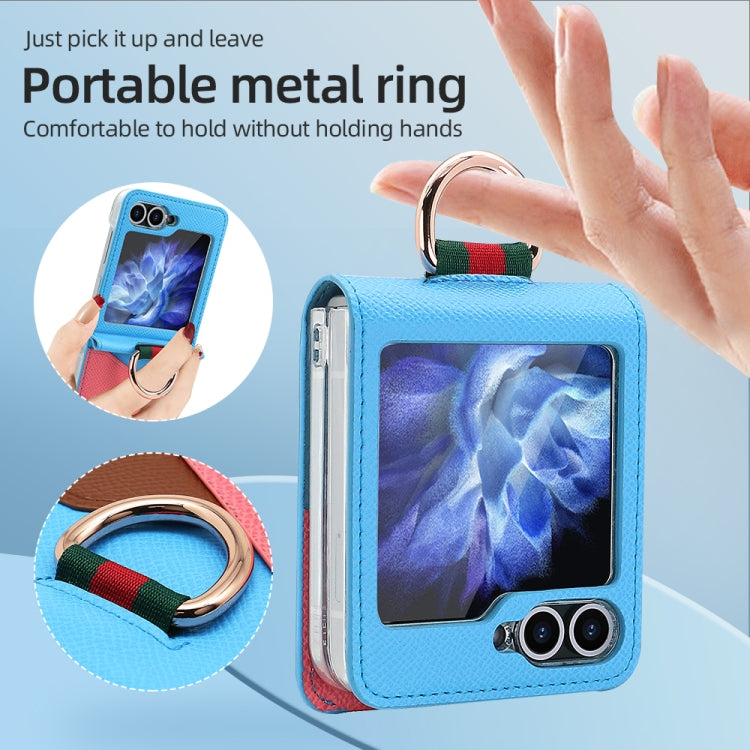 VIETAO Metal Ring Card Slot PU Phone Case, For Samsung Galaxy Z Flip6 / Flip7 FE, For Samsung Galaxy Z Flip5