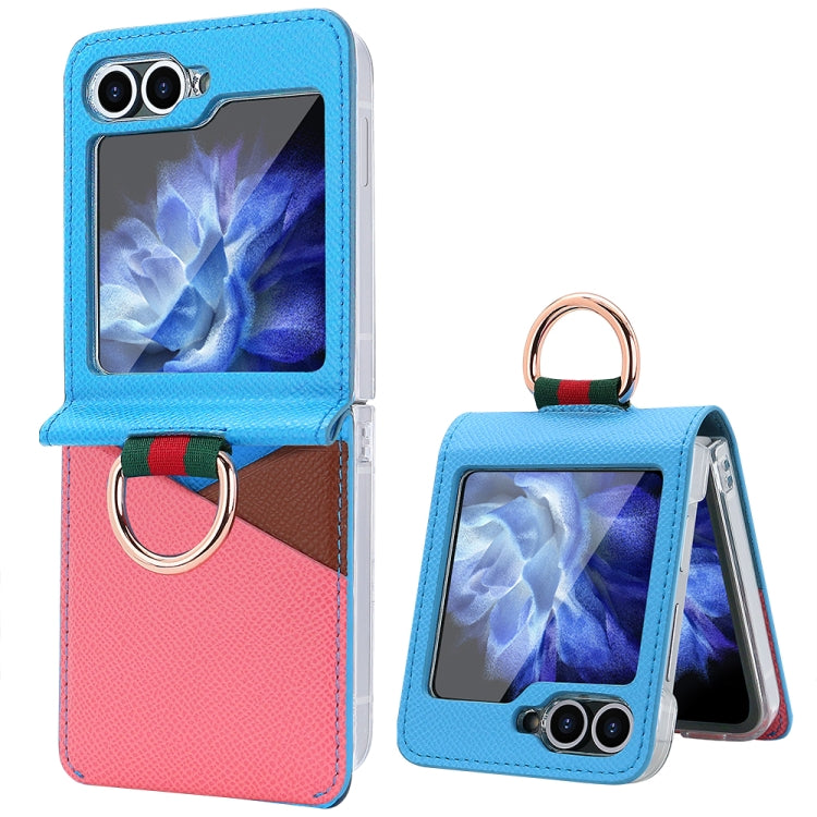 VIETAO Metal Ring Card Slot PU Phone Case, For Samsung Galaxy Z Flip6 / Flip7 FE, For Samsung Galaxy Z Flip5