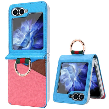 VIETAO Metal Ring Card Slot PU Phone Case, For Samsung Galaxy Z Flip6 / Flip7 FE, For Samsung Galaxy Z Flip5