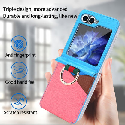 VIETAO Metal Ring Card Slot PU Phone Case, For Samsung Galaxy Z Flip6 / Flip7 FE, For Samsung Galaxy Z Flip5