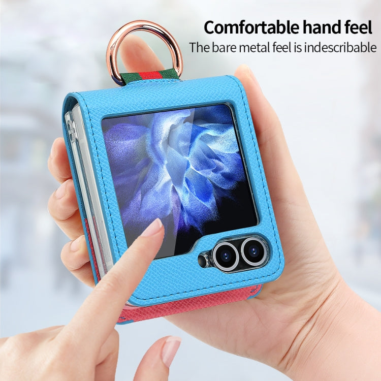 VIETAO Metal Ring Card Slot PU Phone Case, For Samsung Galaxy Z Flip6 / Flip7 FE, For Samsung Galaxy Z Flip5