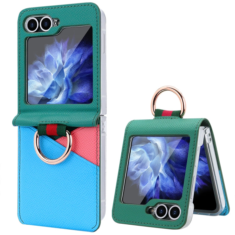 VIETAO Metal Ring Card Slot PU Phone Case, For Samsung Galaxy Z Flip6 / Flip7 FE, For Samsung Galaxy Z Flip5