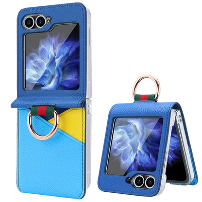 VIETAO Metal Ring Card Slot PU Phone Case, For Samsung Galaxy Z Flip6 / Flip7 FE, For Samsung Galaxy Z Flip5