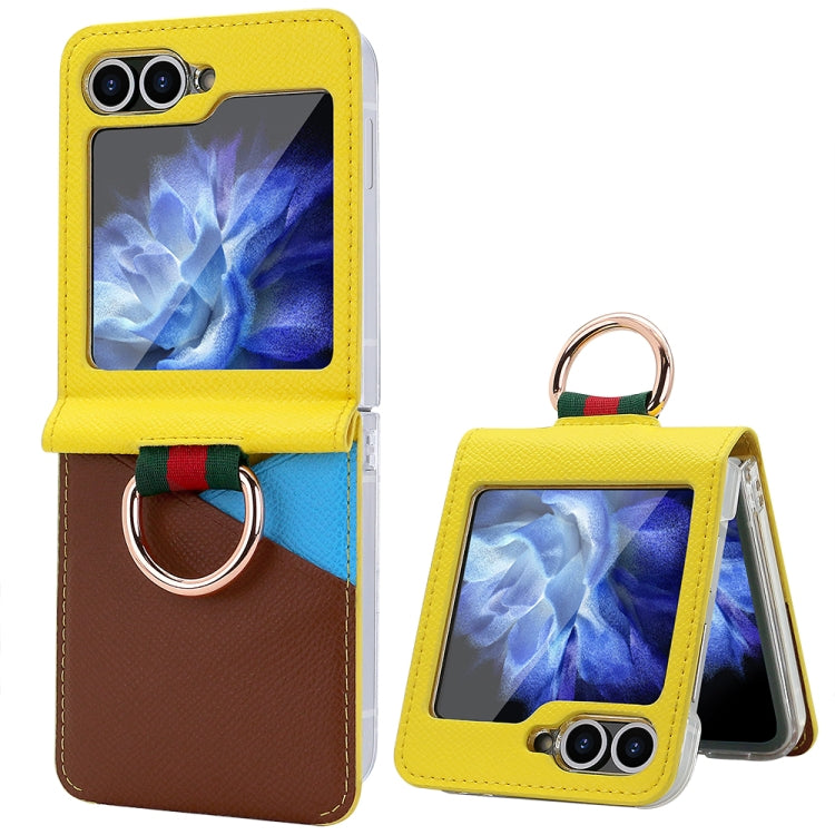 VIETAO Metal Ring Card Slot PU Phone Case, For Samsung Galaxy Z Flip6 / Flip7 FE, For Samsung Galaxy Z Flip5