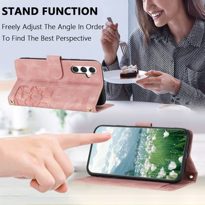 Tulips Embossed Leather Phone Case with Lanyard, For Samsung Galaxy S24 FE 5G, For Samsung Galaxy S24 Ultra 5G, For Samsung Galaxy S24+ 5G, For Samsung Galaxy S24 5G