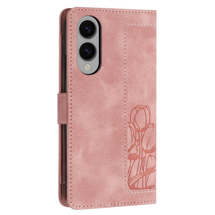 Tulips Embossed Leather Phone Case with Lanyard, For Samsung Galaxy S25 Edge 5G, For Samsung Galaxy S25 5G, For Samsung Galaxy S25+ 5G, For Samsung Galaxy S25 Ultra 5G