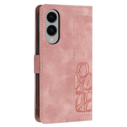 Tulips Embossed Leather Phone Case with Lanyard, For Samsung Galaxy S25 Edge 5G, For Samsung Galaxy S25 5G, For Samsung Galaxy S25+ 5G, For Samsung Galaxy S25 Ultra 5G