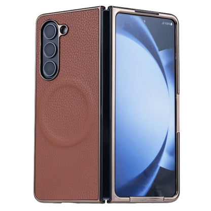 Three Parts MagSafe Litchi Texture Fold Phone Case, For Samsung Galaxy Z Flip6 / Flip7 FE, For Samsung Galaxy Z Fold6, For Samsung Galaxy Z Fold5, For Samsung Galaxy Z Flip5