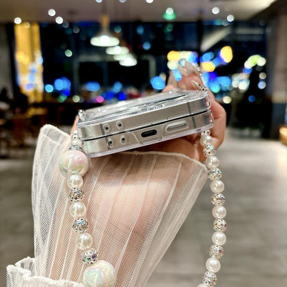 Three Parts Pearlescent Shell Texture Phone Case with Bracelet, For Samsung Galaxy Z Flip6 / Flip7 FE, For Samsung Galaxy Z Flip5