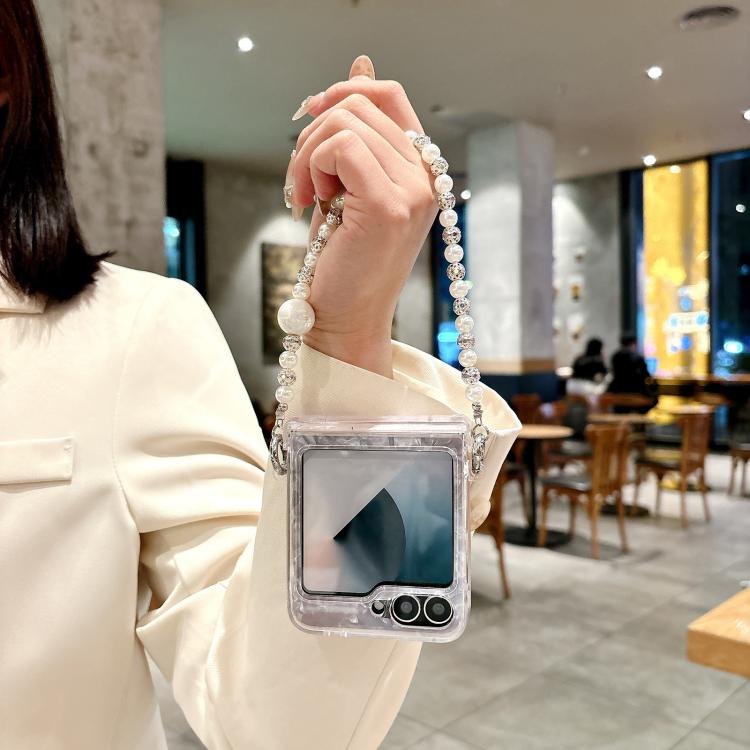 Three Parts Pearlescent Shell Texture Phone Case with Bracelet, For Samsung Galaxy Z Flip6 / Flip7 FE, For Samsung Galaxy Z Flip5
