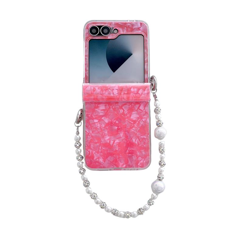 Three Parts Pearlescent Shell Texture Phone Case with Bracelet, For Samsung Galaxy Z Flip6 / Flip7 FE, For Samsung Galaxy Z Flip5